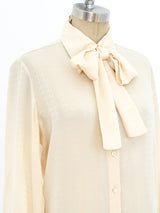 Gucci Ivory Silk Logo Jacquard Top Top arcadeshops.com