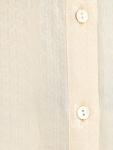 Gucci Ivory Silk Logo Jacquard Top Top arcadeshops.com