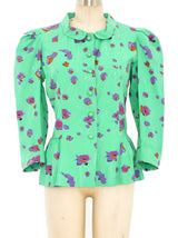 Yves Saint Laurent Puff Sleeve Pansy Print Jacket Jacket arcadeshops.com
