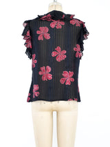 Ruffled Silk Chiffon Floral Top Top arcadeshops.com