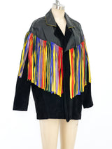 Rainbow Fringe Leather Jacket Jacket arcadeshops.com