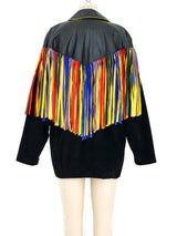 Rainbow Fringe Leather Jacket Jacket arcadeshops.com