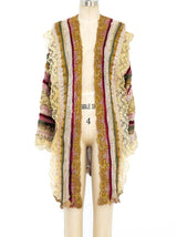 Ribbon and Lace Embellished Hand Knit Duster Jacket arcadeshops.com
