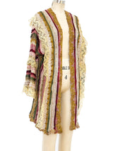 Ribbon and Lace Embellished Hand Knit Duster Jacket arcadeshops.com