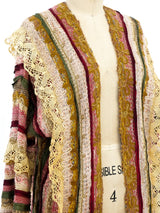 Ribbon and Lace Embellished Hand Knit Duster Jacket arcadeshops.com