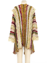 Ribbon and Lace Embellished Hand Knit Duster Jacket arcadeshops.com
