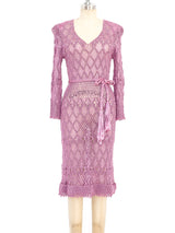 1970's Dusty Rose Macrame Dress Dress arcadeshops.com