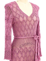 1970's Dusty Rose Macrame Dress Dress arcadeshops.com