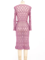 1970's Dusty Rose Macrame Dress Dress arcadeshops.com