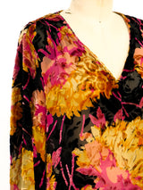 1920's Devore Velvet Floral Dress Dress arcadeshops.com