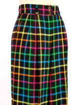 Rainbow Plaid Wide Leg Pants Bottom arcadeshops.com