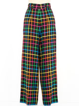 Rainbow Plaid Wide Leg Pants Bottom arcadeshops.com