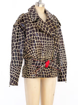 Giraffe Embossed Leather Motorcycle Jacket arcadeshops.com