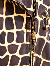 Giraffe Embossed Leather Motorcycle Jacket arcadeshops.com