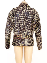 Giraffe Embossed Leather Motorcycle Jacket arcadeshops.com