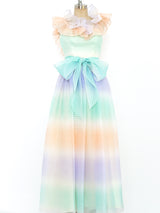 Ombre Pastel Ruffle Gown arcadeshops.com
