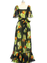 Watercolor Floral Ruffle Dress arcadeshops.com