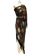 Fiandaca Devore Velvet Fringed Gown arcadeshops.com
