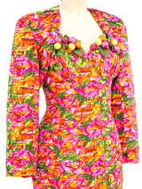 Fruit Embellished Pleated Satin Dress Ensemble arcadeshops.com