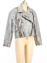 Silver Foil Leather Motorcycle Jacket arcadeshops.com