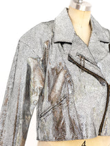 Silver Foil Leather Motorcycle Jacket arcadeshops.com