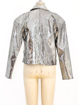 Silver Foil Leather Motorcycle Jacket arcadeshops.com
