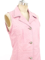 Gianfranco Ferre Ostrich Embossed Leather Sleeveless Jacket arcadeshops.com