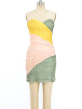 Colorblock Ruched Chiffon Mini Dress arcadeshops.com