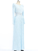 Mary McFadden Baby Blue Plisse Column Dress arcadeshops.com