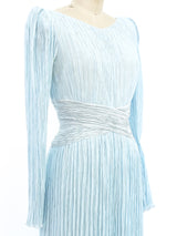 Mary McFadden Baby Blue Plisse Column Dress arcadeshops.com