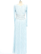 Mary McFadden Baby Blue Plisse Column Dress arcadeshops.com