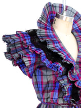 Pleated Ruffle Wrap Top Top arcadeshops.com