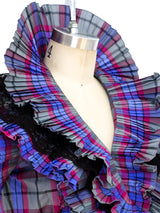 Pleated Ruffle Wrap Top Top arcadeshops.com