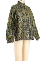 Metallic Gold Floral Leather Jacket Jacket arcadeshops.com