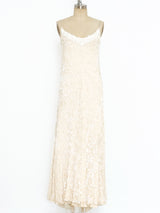Stavropoulous Ivory Velvet Burnout Slip Dress Dress arcadeshops.com