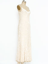 Stavropoulous Ivory Velvet Burnout Slip Dress Dress arcadeshops.com