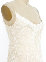 Stavropoulous Ivory Velvet Burnout Slip Dress Dress arcadeshops.com