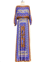 Scarf Printed Silk Maxi Dress Dress arcadeshops.com