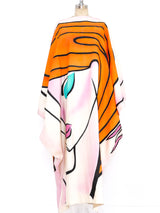 Hand Painted Art to Wear Face Caftan Dress arcadeshops.com