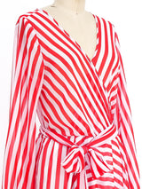 Red and White Striped Wrap Style Gown Dress arcadeshops.com