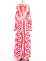 Red and White Striped Wrap Style Gown Dress arcadeshops.com
