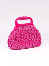 1960's Hot Pink Plastic Bead Bag arcadeshops.com