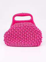 1960's Hot Pink Plastic Bead Bag arcadeshops.com