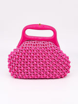 1960's Hot Pink Plastic Bead Bag arcadeshops.com