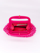 1960's Hot Pink Plastic Bead Bag arcadeshops.com
