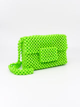 1960's Neon Green Plastic Beaded Shoulder Bag arcadeshops.com