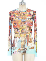 Jean Paul Gaultier Rhinestone Embellished Mesh Top Top arcadeshops.com