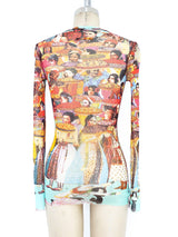 Jean Paul Gaultier Rhinestone Embellished Mesh Top Top arcadeshops.com