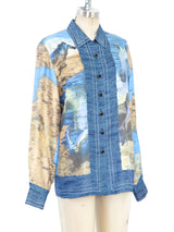 Escada Horse Printed Silk Blouse Top arcadeshops.com