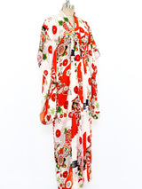 Floral Motif Printed Silk Kimono Robe Jacket arcadeshops.com